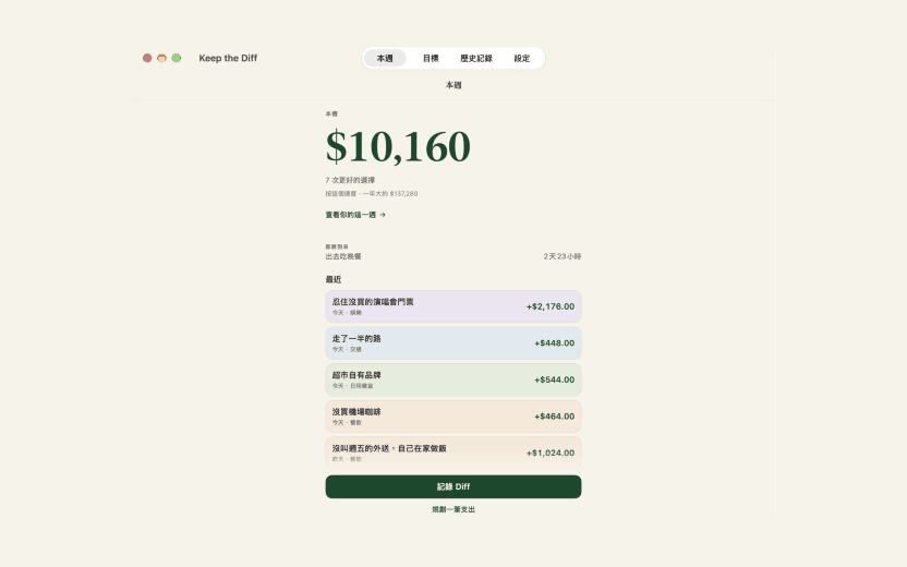 以原生 Mac App 方式執行的 Keep the Diff。